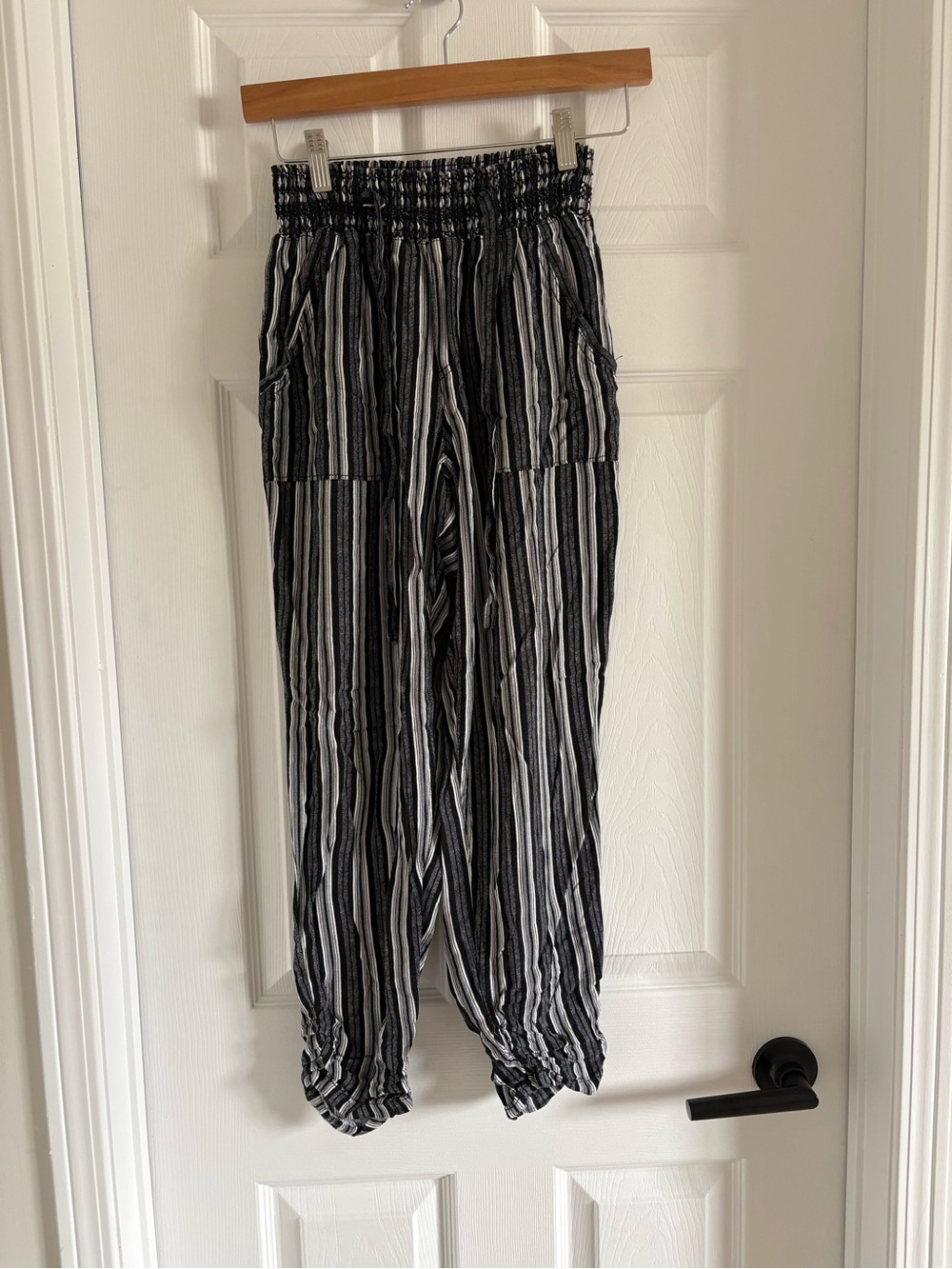 Ci Sono Black & White Striped Pull-On Joggers